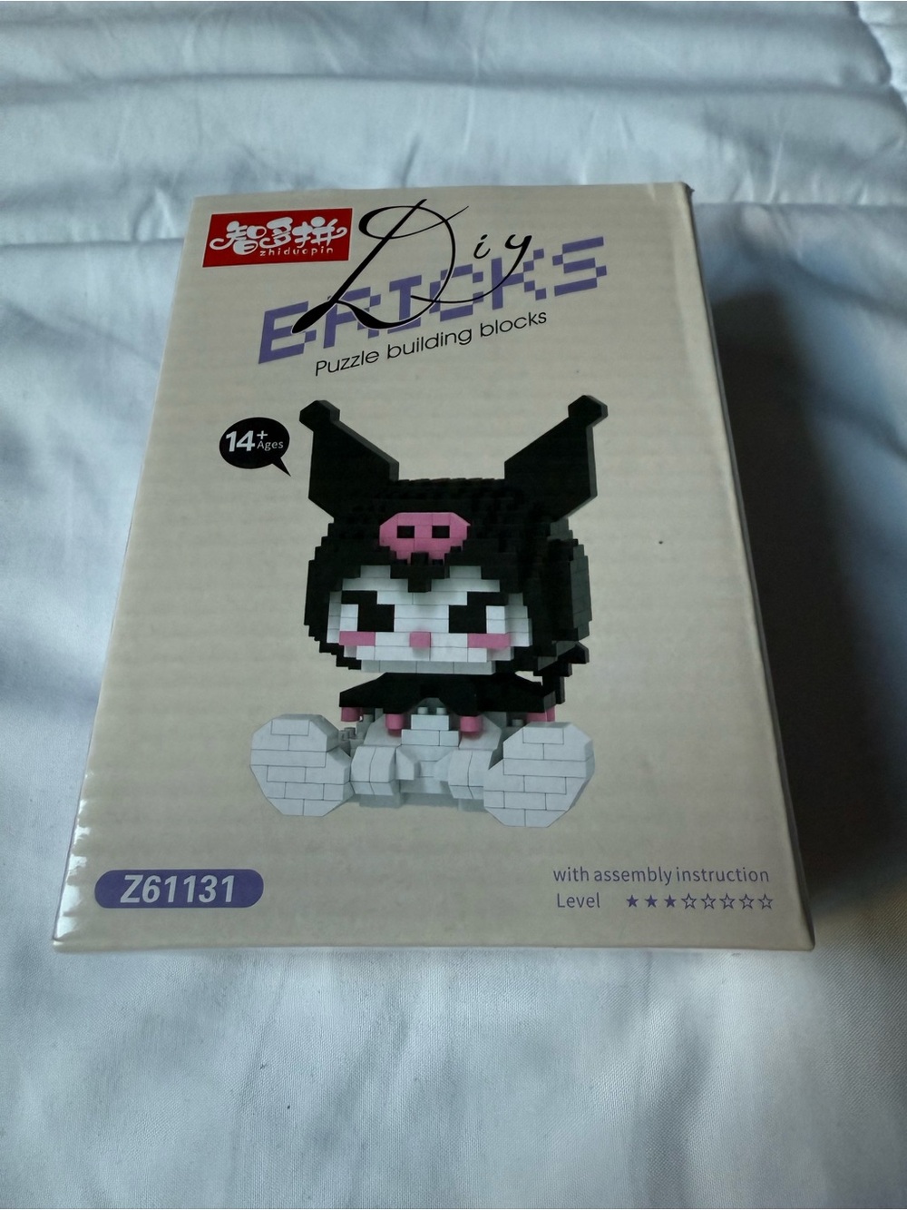 DIY Bricks Puzzle Building Blocks - Black & Pink Small Kuromi Figure